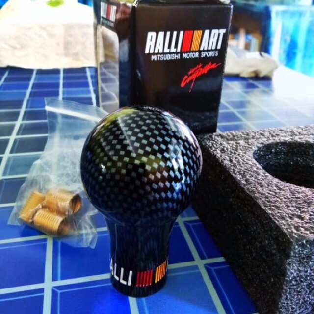 Ralliart Carbon Look เกียร์ธรรมดาเกียร์ Shift Knob Shifter Lever Head สําหรับ Mitsubishi