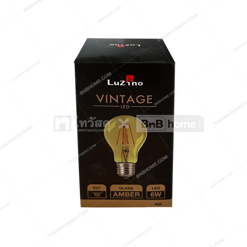 อะไหล่หลอดไฟ LUZINO หลอดวินเทจ LED 6 วัตต์ Warm White รุ่น SKLFAMBA60-6W กระจกสีชาทอง A60 E27