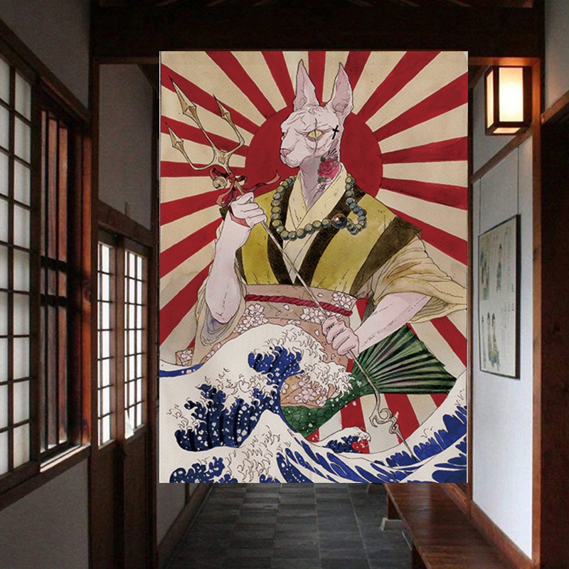 แนะนำ ผ้าม่าน ผ้าม่านประตู สไตล์ญี่ปุ่น อุกิโยชิ แบบครึ่งม่าน ฉากกั้นห้องครัว ห้องนอน ห้องน้ํา ม่านแขวนผ้า ราคาพิเศษ มีเก็บเงินปลายทาง