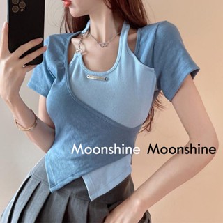 Moon  เสื้อครอป เสื้อแฟชั่นผู้หญิง y2k สีพื้น สําหรับผู้หญิง ใส่ไปคลับ ปาร์ตี้ 2023 NEW 23051607 สวยงาม ทันสมัย ทันสมัย Beautiful A29J12F 36Z230909