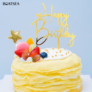 (Boatsea) ปลั๊กอินอะคริลิค สร้างสรรค์ อุปกรณ์เสริม สําหรับทําเค้กวันเกิด 14 ชิ้น