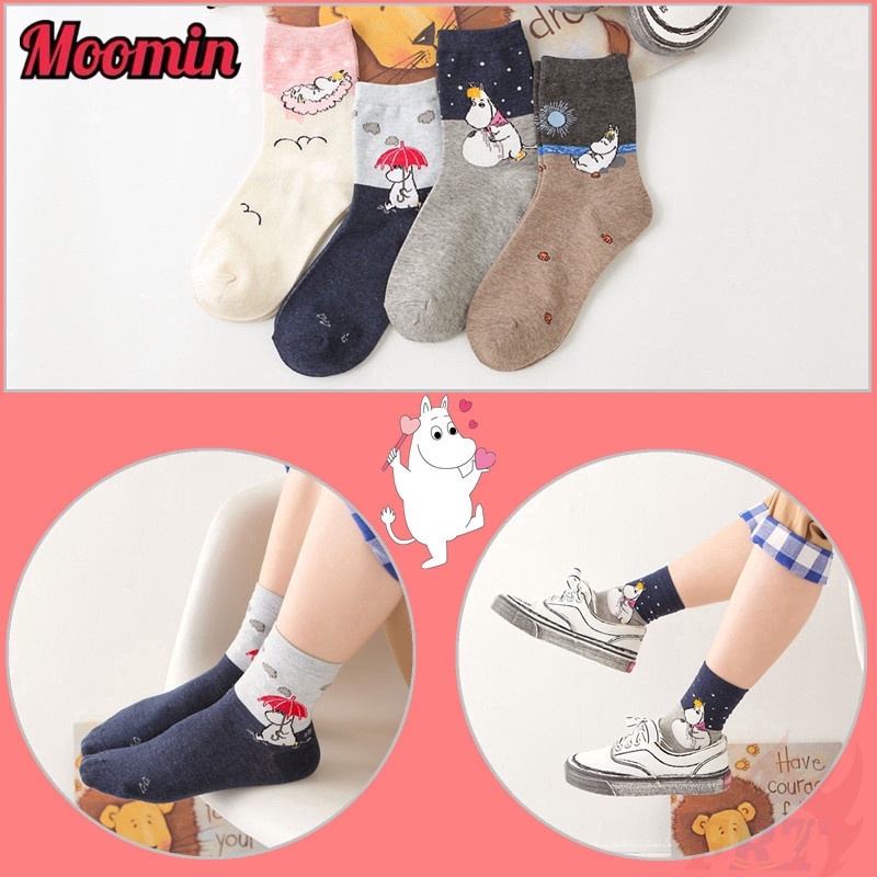 1 คู่ ถุงเท้า Moomin ถุงเท้าข้อสั้น ผ้าฝ้าย สวมใส่สบาย แฟชั่นสําหรับชาย และหญิง