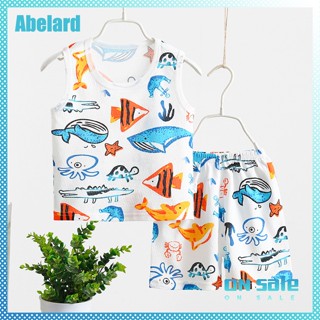 Abelard 2 ชิ้น ฤดูร้อน ผ้าฝ้าย เสื้อกั๊ก สูท เด็ก การ์ตูน พิมพ์ แขนกุด เสื้อกล้าม กางเกงขาสั้น เหมาะสําหรับเด็กผู้ชาย เด็กผู้หญิง