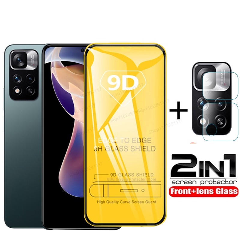 2In1 กระจกนิรภัยเลนส์กล้องสําหรับ Xiaomi POCO F5 F4 X4 X5 M4 M5 Pro GT 4G 5G 9D หน้าจอกระจกนิรภัย Pr