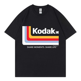 เสื้อยืด ผ้าฝ้าย พิมพ์ลาย Kodak สไตล์เกาหลี ญี่ปุ่น สําหรับผู้ชาย