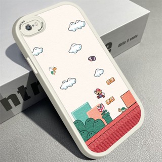 เคสไอโฟน iPhone 6 6S 7 8 Plus X XS MAX XR บาง ผิวสัมผัส การ์ตูน มาริโอ้ หนัง ด้านหลัง เคส ซิลิโคนนิ่ม หนัง PU เคสโทรศัพท์