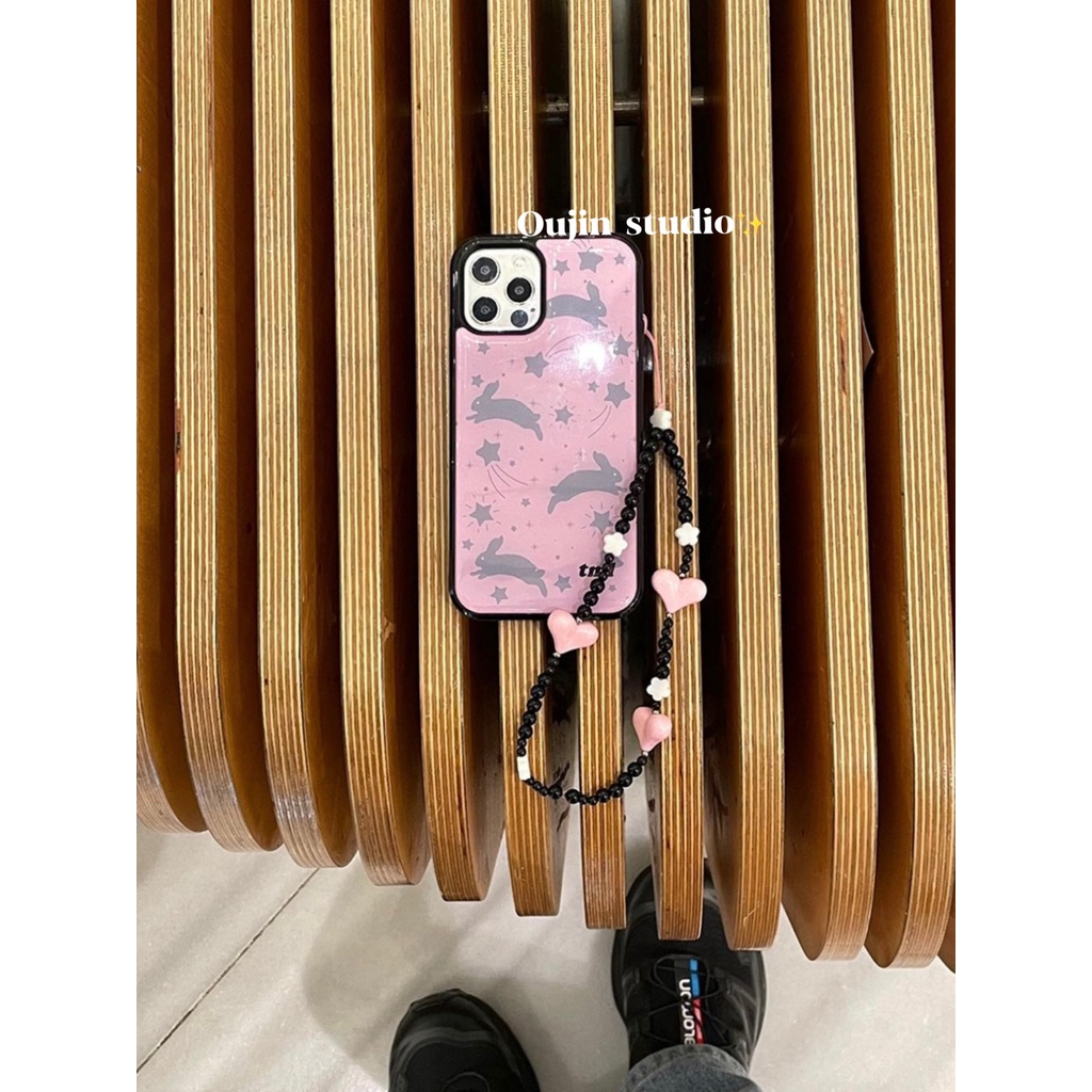 เคสโทรศัพท์มือถือ กันกระแทก ลายกระต่าย ดาว สีชมพู แฟชั่นสไตล์เกาหลี สําหรับ Iphone 14 13 12promax