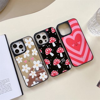 Casetify เคสโทรศัพท์มือถือ TPU กันกระแทก ปิดด้านหลัง ลายดอกไม้ เห็ด หัวใจ มีกระจกด้านข้าง สําหรับ iPhone 14 Pro MAX 11 12 13 Pro MAX 14 Plus