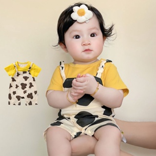 Summer New Baby Boys and Girls Short Sleeve Pure Cotton Bodysuit 0-18 Months Baby Newborn Thin Super Cute Splice Romper