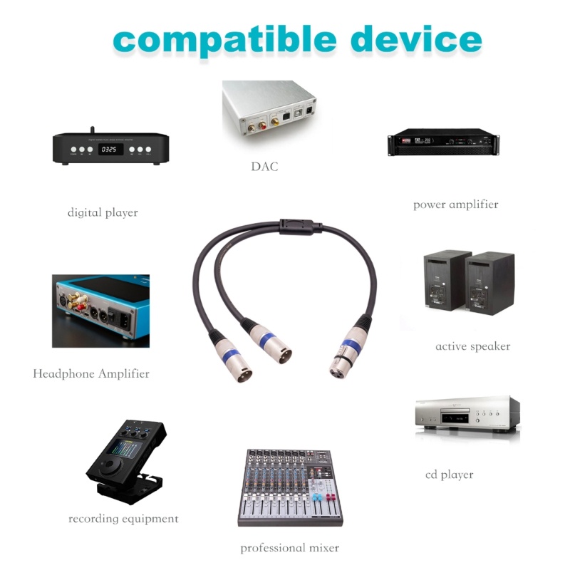 TREA XLR Splitter Cable สายไมโครโฟน XLR to XLR Patch Cable 3-Pin XLR หญิงชาย