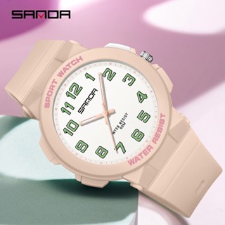 Sanda Youth Trend นาฬิกาข้อมือควอตซ์แฟชั่น สีพื้น หรูหรา เรียบง่าย สําหรับเล่นกีฬา SD6123-2