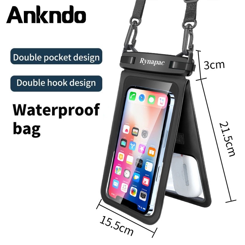 Ankndo 2 in 1 เคสโทรศัพท์มือถือ กันน้ํา IPX8 พร้อมสายคล้องคอ กันน้ํา สําหรับสระว่ายน้ํา ชายหาด