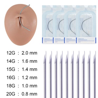 ชุดเครื่องมือเจาะร่างกาย ลิ้น คิ้ว แบบใช้แล้วทิ้ง 20 กรัม 18 กรัม 16 กรัม 14 กรัม 12 กรัม 5-20 ชิ้น ต่อล็อต