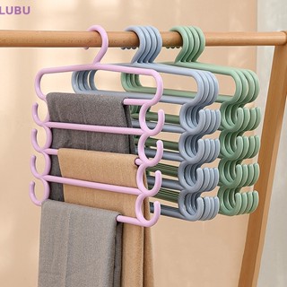 Lubu ใหม่ ไม้แขวนเสื้อ 5 ชั้น สําหรับแขวนเสื้อผ้า ผ้าพันคอ กางเกง ผ้าขนหนู