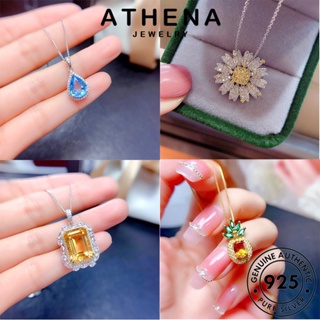 ATHENA JEWELRY เครื่องประดับ ไพลิน 925 หรูหรา ต้นฉบับ Silver จี้ ทับทิม เกาหลี แท้ แฟชั่น เครื่องประดับ ซิทริน ผู้หญิง เงิน มรกต สร้อยคอ M107