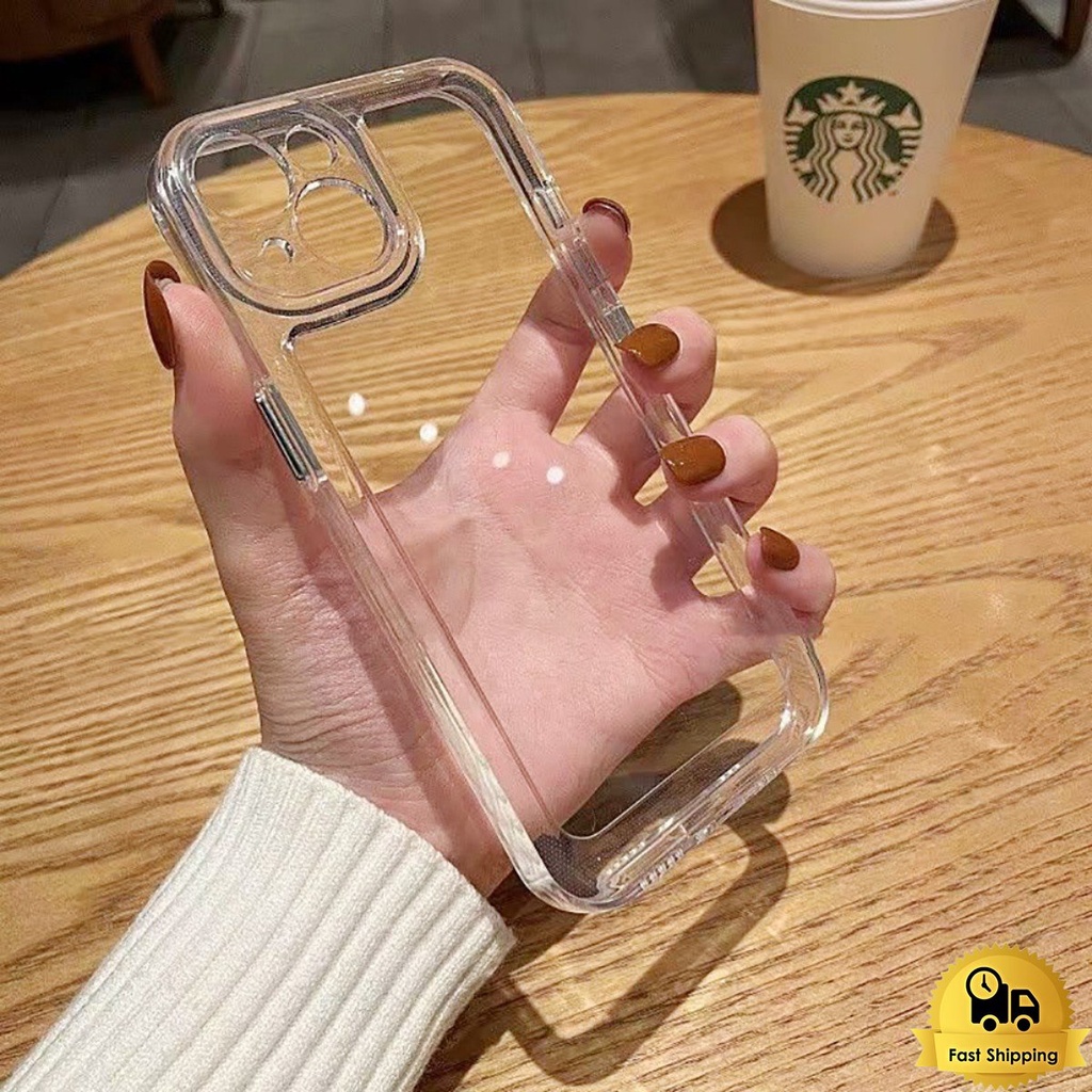 เคสใส for IPhone 11 15 14 12 13 Pro Max 8 7 Plus XR เคสสวย ตัวป้องกันเลนส์กล้อง เคสความโปร่งใสสูง กันกระแทก อ่อนนุ่ม