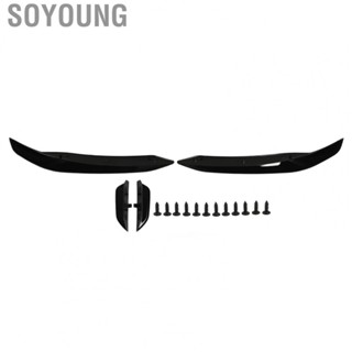 Soyoung Front Bumper Side Spoiler  Easy Install Wear Proof Bumper Splitter High Strength Glossy Black  for CLA‑Class C118