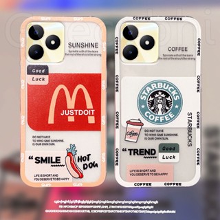 เคสโทรศัพท์ซิลิโคน ใส แบบนิ่ม ลายสัญลักษณ์ McDonalds Starbuck สําหรับ Realme C53 C55 RealmeC53 2023