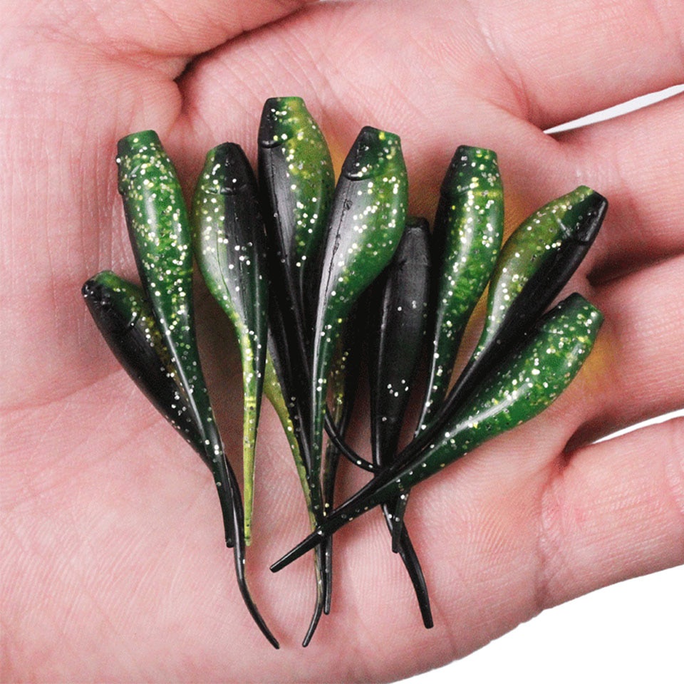 Walk FISH เหยื่อตกปลาซิลิโคน รูปหนอน สองสี 0.7 กรัม 5 ซม. 20 ชิ้น — صورة 4