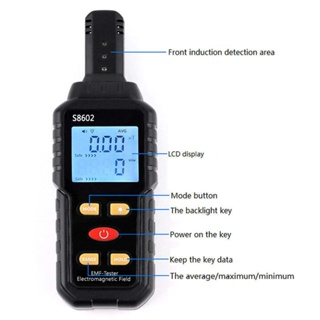 Handheld 3-in-1 Digital Radiation Dosimeter Electric Field Magnetics Field Temperature Multifunctional Detector Home Office Radiation Tester Sound Light Alarm LCD Display