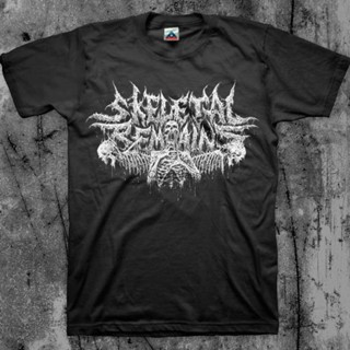 เวรเอ้ย  【hot sale】เสื้อยืดแขนสั้น ผ้าฝ้าย 100% พิมพ์ลายโครงกระดูก death metal band แฟชั่นสําหรับผู้ชาย