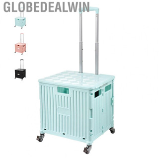 Globedealwin Trolley Storage Box Adjustable Portable Foldable Portable Supermarket Shopping Cart with Wheels