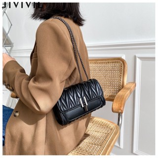 JIVIVIL กระเป๋าใบเดียวของเด็กสาว crossbody ถุงความรู้สึกสูงภาษาเกาหลีรุ่น niche ออกแบบกระเป๋าโซ่พับ