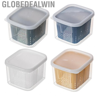 Globedealwin Draining Fridge Storage Container  Multifunctional Perfectly Sealed Filtering Water 2 Compartments Kitchen Produce Saver Container  for Kitchen for Ginger