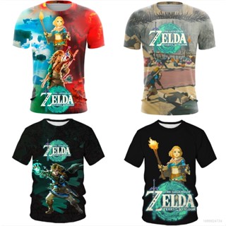 เสื้อยืดแขนสั้น พิมพ์ลาย the Legend of Zelda Tears of the Kingdom 3 มิติ สไตล์ฮาราจูกุ สําหรับผู้ชาย และผู้หญิง