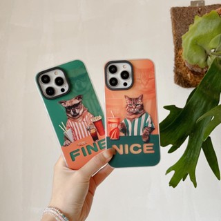 เคสโทรศัพท์มือถือแบบแข็ง ลายแมว และลูกสุนัขน่ารัก สําหรับ iPhone 11 12 12Pro 12ProMax 13 13Pro 13ProMax 14 14Pro 14ProMax