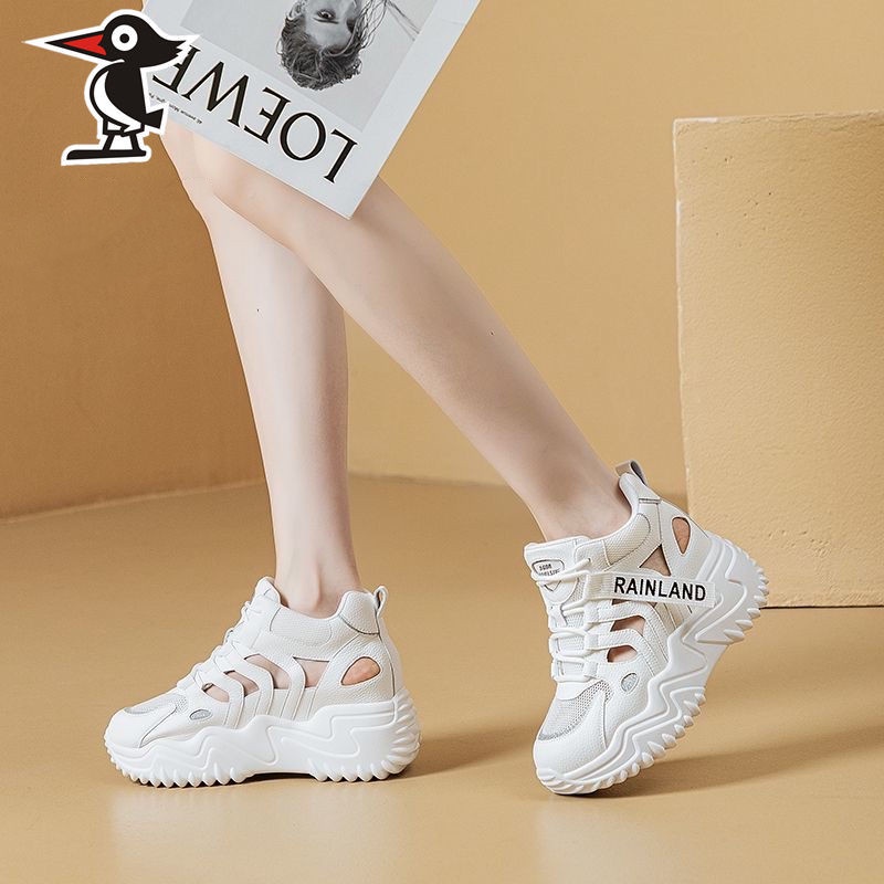 พร้อมส่ง🚚🍈รองเท้าส้นตึก รองเท้าผ้าใบผู้หญิง สูง6cm size 35-40💕รองเท้าแพลตฟอร์มแฟชั่นสตรี เบา นุ่ม ใส่สบาย