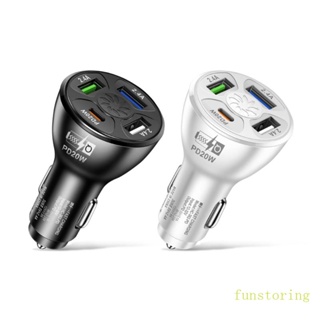 Fun อะแดปเตอร์ซ็อกเก็ตที่จุดบุหรี่ในรถยนต์ 3USB + PD 20W