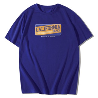 เสื้อยืดลายตัวอักษร California เสื้อยืดแขนสั้นคอกลม Cotton 100% สกรีนลาย