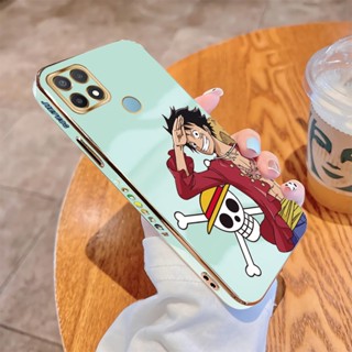 เคส OPPO A8 A15 A15S A31 A32 A33 A53 A73 A93 2020 A52 A92 A92S Reno4 Z 5G เคสโทรศัพท์มือถือนิ่ม ขอบสี่เหลี่ยม พิมพ์ลาย D.Luffy หรูหรา