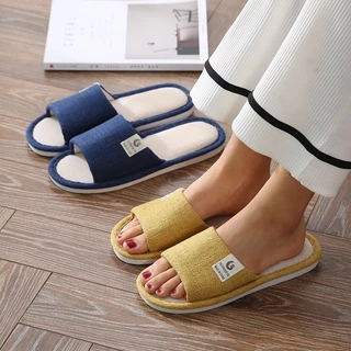 พร้อมส่ง รองเท้าใส่ในบ้าน ใส่ในออฟฟิศ พื้นมีกันลื่น นุ่มสบาย สไตล์ญี่ปุ่น ผ้าคอตตอนลินิน BTX18