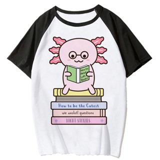 เสื้อยืด พิมพ์ลายการ์ตูนตลก Axolotl สําหรับผู้หญิง