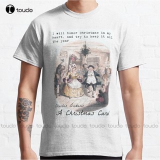 เสื้อยืดลําลอง แขนสั้น พิมพ์ลาย A Christmas Carol ขนาดใหญ่ เลือกลายได้ สําหรับผู้ชาย และผู้หญิง