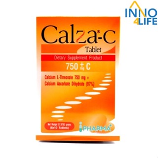 หมดอายุ 26/4/24 CalZa C Tablet แคลซ่า ซี แคลเซียม แอล- ทรีโอเนต 750 mg. + ซี ชนิดเม็ด 60 เม็ด [inno4life]