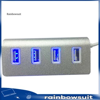 [RB] อะแดปเตอร์แยกฮับ USB 2.0 LED 4 พอร์ต อะลูมิเนียม พร้อมสายเคเบิล สําหรับ Macbook แล็ปท็อป