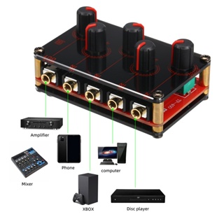 เครื่องมิกเซอร์เสียงสเตอริโอ 4 ช่อง 4-in-1 4 ทาง อินพุตเสียง 4 ทาง เป็น 1 เอาท์พุต เสียงรบกวนต่ํา สําหรับบันทึกเสียง สตูดิโอ