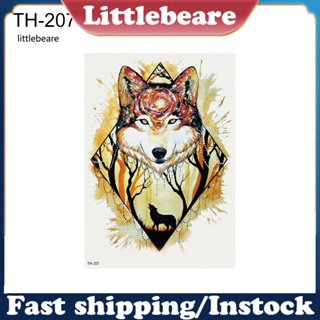 &lt;littlebeare&gt; สติกเกอร์รอยสักชั่วคราว ลายหมาป่า สําหรับติดตกแต่งร่างกาย แขน ข้อมือ 1 แผ่น