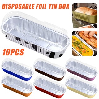 New 10pcs Aluminum Foil Box Disposable Tinfoil Box Foil Containers + Cover