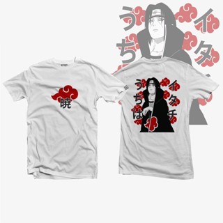 ผ้าฝ้ายแท้ เสื้ออนิเมะ Naruto Akatsuki Itachi เสื้อยืดแฟชั่นคอตตอนพิมพ์ลาย Unisex Unisex