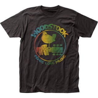 เสื้อยืด พิมพ์ลายโลโก้ Woodstock