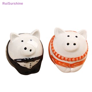 Ruisurshine ชุดขวดเครื่องปรุง เซรามิค หมู เครื่องเทศ เกลือ พริกไทย 2 ชิ้น