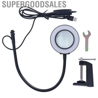 Supergoodsales Clamp Magnifier Lamp Universal Flexible USB Nonslip  Lighted Magnifying