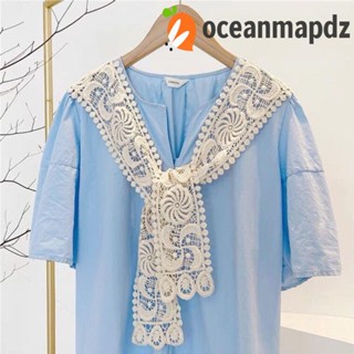 OCEANMAPDZ ผ้าคลุมไหล่ ผ้าพันคอ ผ้าถัก ลายดอกไม้ กันแดด สีพื้น สไตล์เกาหลี สําหรับผู้หญิง