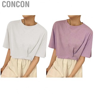 Concon Letter Printed T Shirt  Breathable Elegant Women Short Sleeved Soft Comfortable for Beach