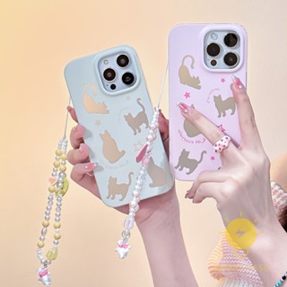 For เคสไอโฟน 14 Pro Max [Plating Silver Cat Chain] เคส Phone Case For iPhone 14 Pro Max Plus 13 12 11 For เคสไอโฟน11 Ins Korean Style Retro Classic Couple Shockproof Protective TPU Cover Shell