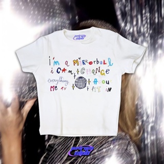  เสื้อยืด เสื้อครอปท็อป ลาย Mirrorball taylor swift สําหรับเด็ก y2ksize: S-5XL